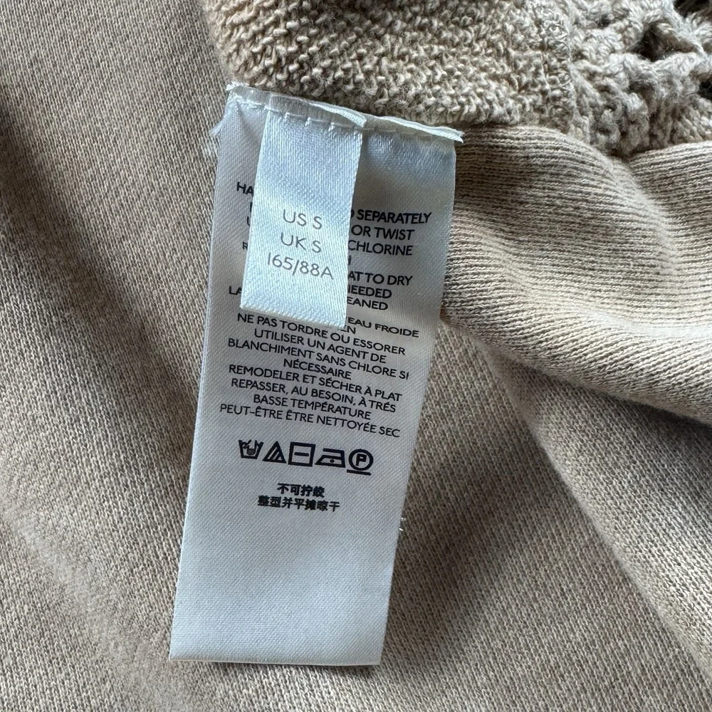 Free People Womens S Dune Bug Cardi Sweater Jacket Full Zip Crochet Tan Beige